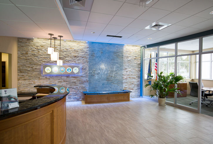 indoor waterfalls and water features for a reception area lobby